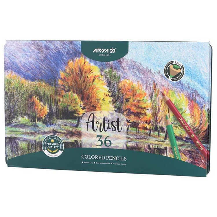 مداد رنگی 36 رنگ آریا Artist 3903 جعبه فلزی
