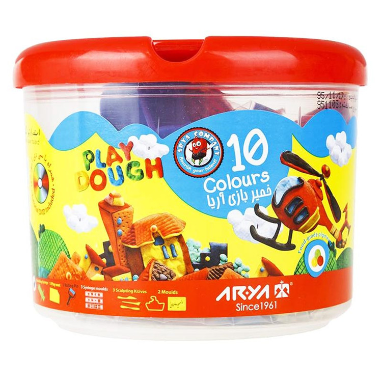 خمیربازی سطلی 10 رنگ آریا Arya 001